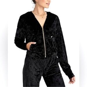 NWOT Fabletics Crushed Velour Zip-Up Hoodie